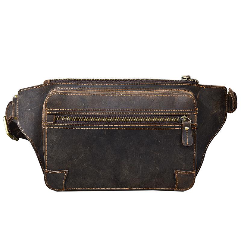 Men's Leather Fanny Pack Waist Bags Vintage Utility Belt Bag Crossbody Hip  Purse Coffee